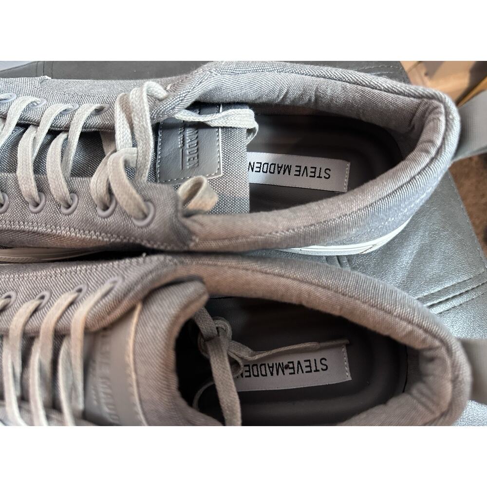 Steve Madden Shoes Men's 11 US Gray Casual Slip On Sneakers Canvas Fabric Work - Picture 6 of 10